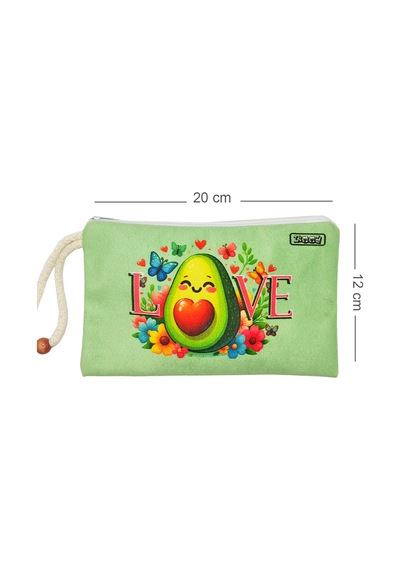 Love Avokado Çiçekli Desenli Kalem Kutusu Yıkanabilir Bez Kalemlik