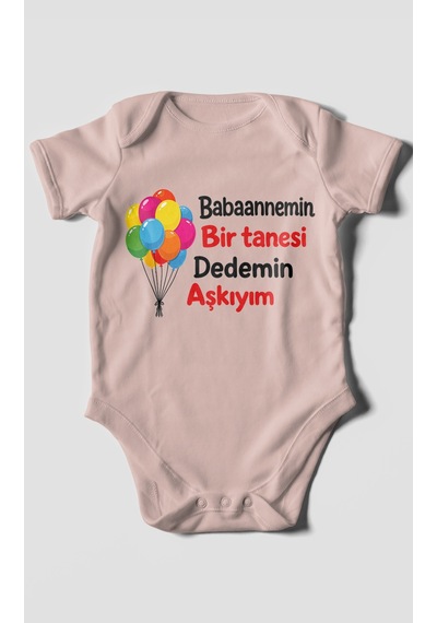 Morivokids Babaanneye Ve Dedeye Özel Kısa Kollu Bebek Body %100 Pamuk Zbn161-kk Pastel Pembe