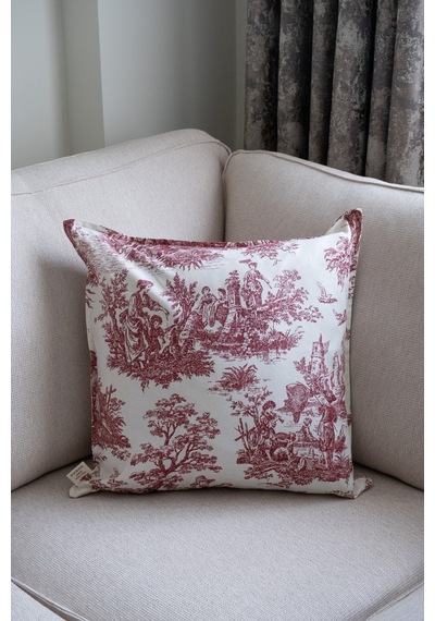 Bordo Kırlent Vintage Desenli 50x50 Dekoratif Yastık Kılıfı Beyaz - Bordo - 702799787 Beyaz - Bordo
