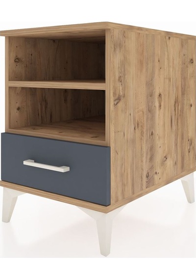 Kronos Komodin 2 Raflı Tek Çekmeceli 44x59x64 Çam-antrasit Atlas Çam