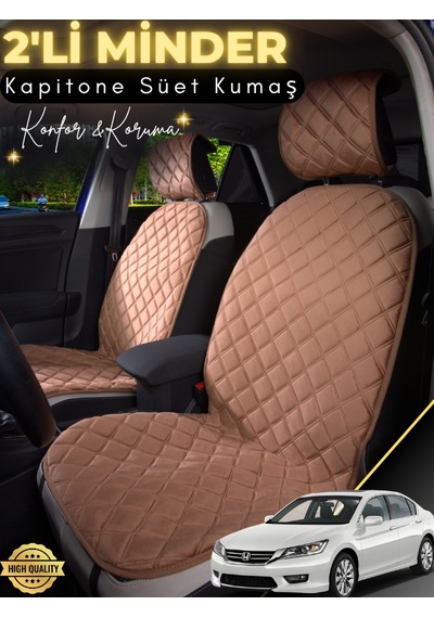 Honda Accord Uyumlu 2'li Süet Oto Koltuk Minderi Terletmez Kolay Montaj Oto Aksesuar A1 Kahverengi