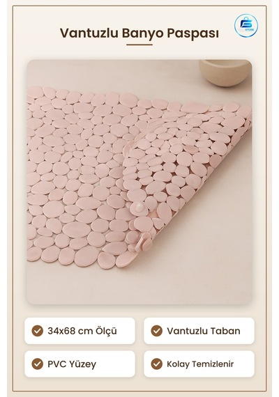 Banyo Paspası Vantuzlu Kaydırmaz 34x68 Cm Duş Küvet Pvc Yumuşak S çok renkli