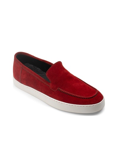 Deery Hakiki Süet Kırmızı Loafer Erkek Ayakkabı - 01865mkrmc01 Kırmızı