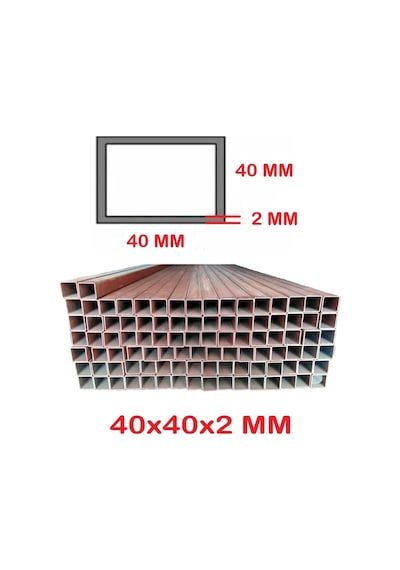 Boyalı 40 X 40 X 2 Mm Kutu Profil 40X40X2 Demir (1 Mt Fiyatı)