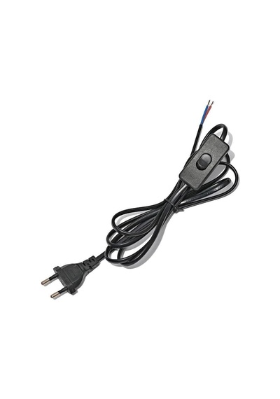Sekatech Fişli & Anahtarlı Arapuarlı Hazır Kablo 2 Metre Siyah Uzatma Kablosu 0,50 Mm² Kesit Aplik, Abajur, Masa Lambası, Led Trafosu Ve Tuz Lambası İçin 0.1 M