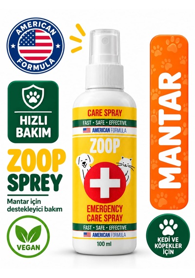 Zoop Köpek & Kedi Ağız Ve Diş Bakım - Mantar - Yara - Bit Pire Koruma - Kulak Temizleme - Alerji - Kaşıntı - Koku Giderci Ve Egzama Acil Bakım Spreyi 100 Ml