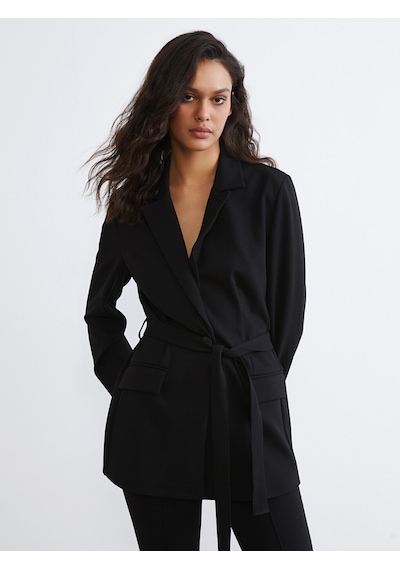 Lcw Vision Siyah Beli Kuşaklı Kadın Blazer Ceket