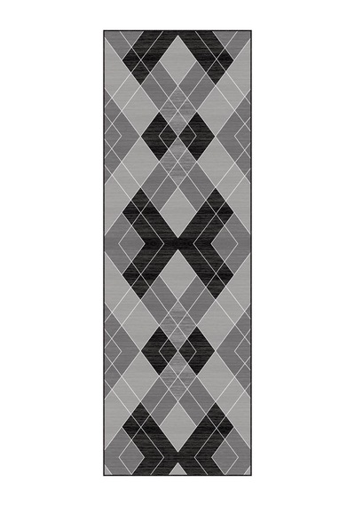 Koyu Gri Kaymaz Geometrik Kesme Rulo Özel Ölçü Yolluk Vh005