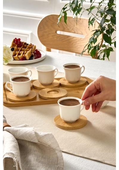 Karaca  Bambu Tepsili 6 Kişilik Kahve Fincanı 90 Ml