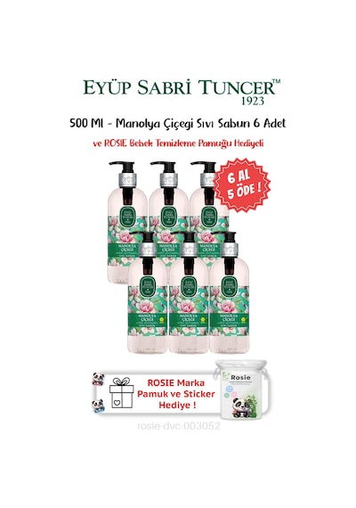 Manolya Çiçeği 6 Al 5 Öde Sıvı Sabun 500 Ml Ve Rosıe Hediyeli