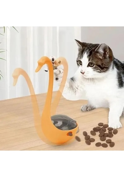 Zenviya21 Kuğu Şeklinde Lazerli Ve Mama Hazneli Kedi Oyuncağı Zenya785