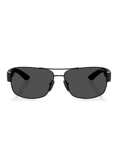 Prada Ps B52s 5av06a 65 Linea Rossa Erkek Gun Metal Dikdörtgen Metal Güneş Gözlüğü Metalik