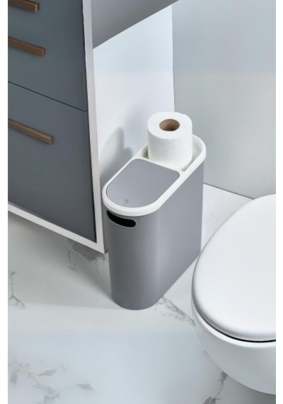 Gri Kapaklı Wc Kağıtlıklı Çöp Kovası & Ofis Çöp Kovası 10 Lt