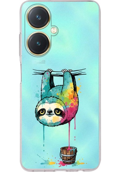 Vivo Y27 İle Uyumlu Splash Tembel Hayvan Tasarımlı Şeffaf Silikon Kılıf Şeffaf