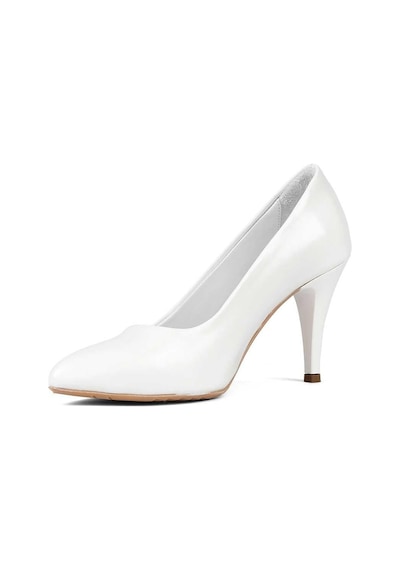 Kadın Beyaz İnce Topuklu Deri Stiletto