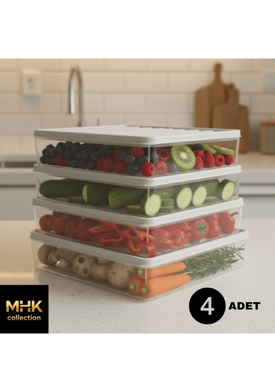 Büyük Boy Kapaklı Saklama Kutusu 2,8 Lt Gri 4 Adet