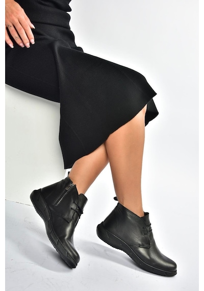 Fox Shoes V398553603 Siyah Hakiki Deri Kadın Bot Siyah-hakiki Deri