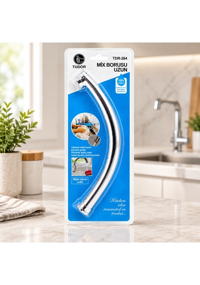 Uzun Mix Batarya Borusu Evye Ve Lavabo - Krom Süzgeçli Uç Çok Renkli