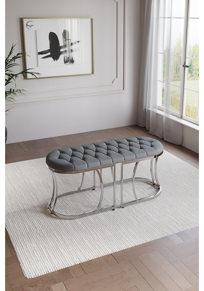Selenit Lüks Puf Bench Bank 45 110 Gümüş Gri
