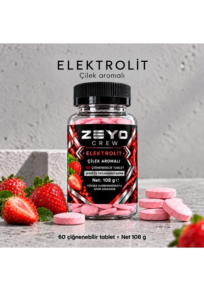 Çiğnenebilir Elektrolit Tablet - Çilek Aromalı 60 Tablet / 108g