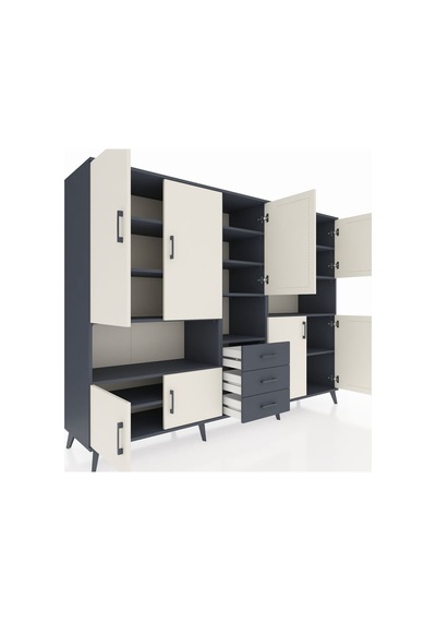 Hyperion Dolap 13 Raflı 3 Çekmeceli 9 Kapaklı 220x44x163 Antrasit Antrasit-aytaşı/antrasit Hyperion Dolap 13 Raflı 3 Çekmeceli 9 Kapaklı 220x44x163 Antrasit Antrasit-aytaşı/antrasit