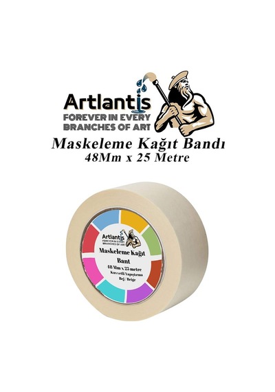 Maskeleme Bandı Kağıt Bant 48 Mm 25 Metre 1 Adet Boya Bantı Maskeleme Kağıt Bant Duvar Yağlı Boya Badana