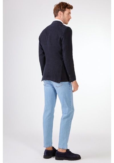 Dufy Lacivert Mono Yaka Slim Fit Erkek Ceket Lacivert