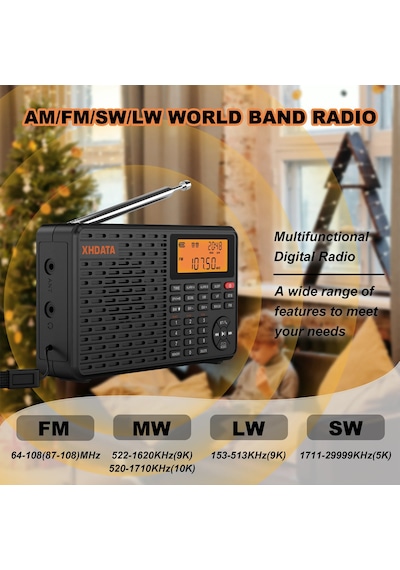 Xhdata D-109 Radyo Fm / Mw / Sw Full Tam Bant Taşınabilir Radyo