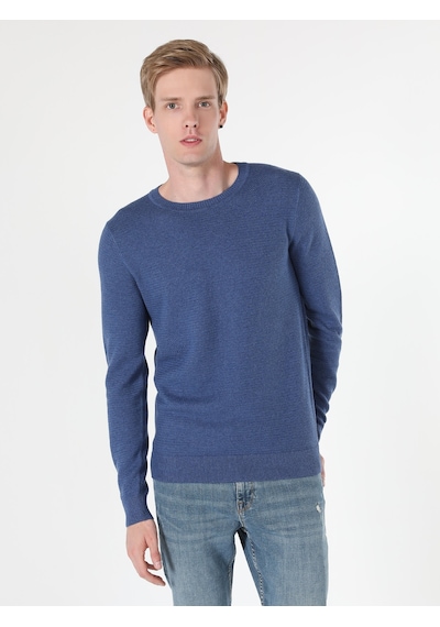Colin's Regular Fit Bisiklet Yaka Normal Kesim Mavi Erkek Kazak CL1046786_Q1.V2_INN İndigo