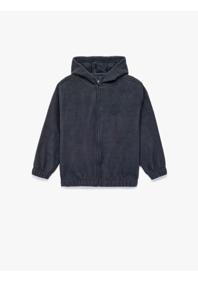 Koton Fermuarlı Kapşonlu Polar Lacivert Erkek Çocuk Sweatshirt 6wkb10135tk Lacivert