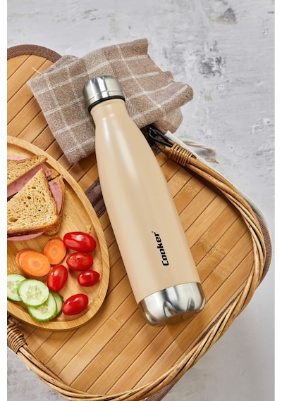 Cooker Hydrokeep 500 Ml Paslanmaz Çelik Şişe Termos Ckr2071 Bej