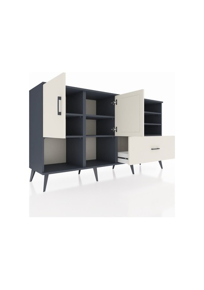 Hyperion Konsol 7 Raflı Tek Çekmeceli 2 Kapaklı 176x44x99 Antrasi Antrasit-aytaşı Hyperion Konsol 7 Raflı Tek Çekmeceli 2 Kapaklı 176x44x99 Antrasi Antrasit-aytaşı
