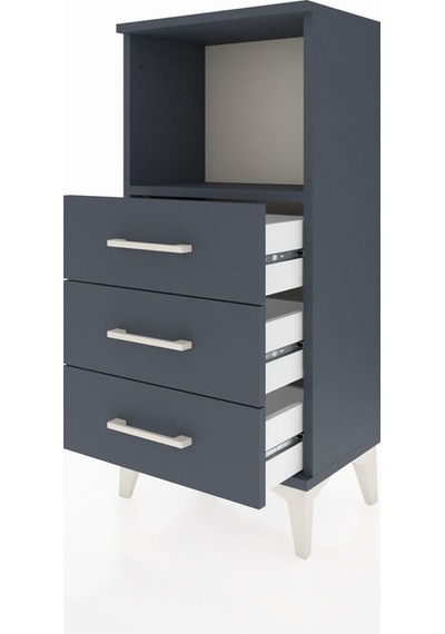 Arges Komodin Tek Raflı 3 Çekmeceli 44x30x96 Antrasit-antrasit Antrasit