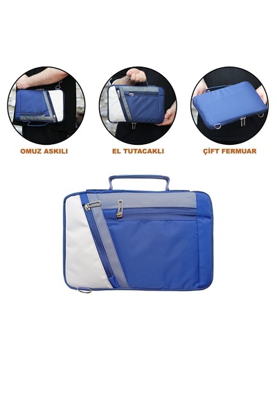 Microcase Huawei Matepad 11.5 2026 İle Uyumlu Omuz Askılı El Tutacaklı Universal Sleeve Taşıma Çantası Al4346 Lacivert Krem Gri