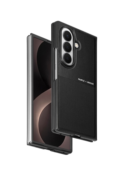 Samsung Galaxy Uyumlu Z Fold 8 Ultra Kılıf High Pu Deri Hdd Hbc-482 Siachen Case Siyah