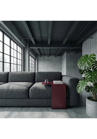 Modern Metal Yan Sehpa/minimal C Sehpa/ Salon, Koltuk Yanı Sehpası Bordo
