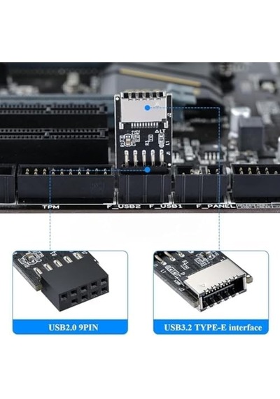 3649 Usb2.0 9 Pin - Type-e Anakart Çevirici Dönüştürücü Adaptör 010