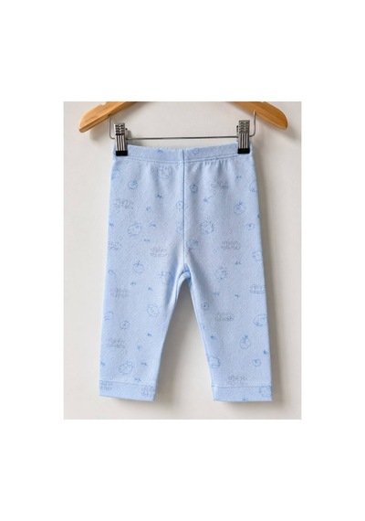 H&c Coolboy H&c %100 Pamuk Jakarlı Kuzu Desenli Bebek Tek Alt Pantolon 0-36 Ay mavi