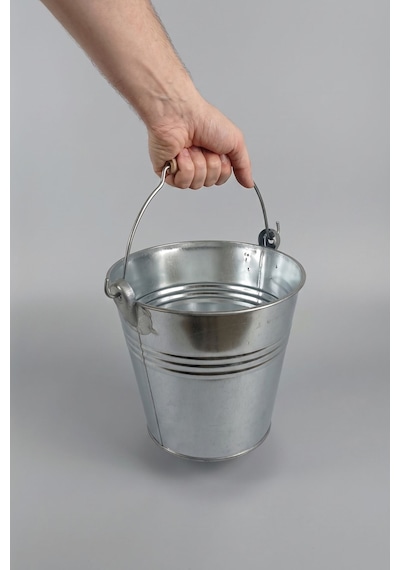 Metal Dekoratif Kova 5 Litre - 20 Cm Çok Amaçlı Saplı Galvaniz Saksılık Ve Düzenleyici Renksiz