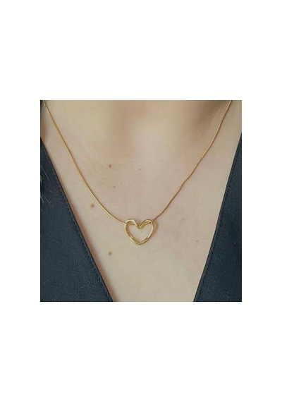 Stainless Steel Çelik Kolye Sade Kalp Gold