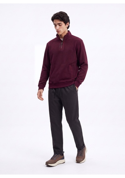 Discovery Expedition D6wm-swt3767 Mürdüm Erkek Fermuarlı Desenli Desen Triko Sweatshirt