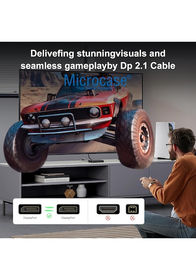 Microcase 8k 240hz Alüminyum Başlık Displayport To Displayport Kablo 5 Metre - Al5081