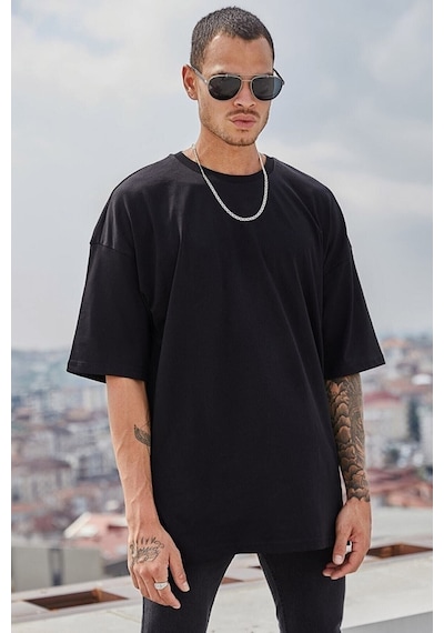 Oversize Beyaz T-shirt SIYAH