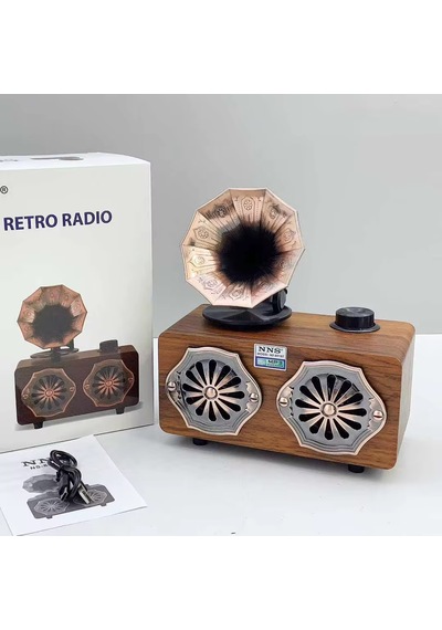 Ultratekno Ns-801bt Retro Gramofon Görünümlü Ahşap Hoparlör Bluetooth Aux Fm Radyo