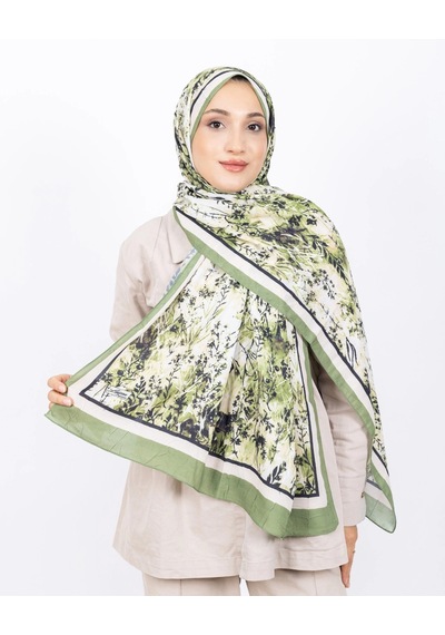Luissa Bambu Kraş Şal Zeytin Dalı Desen Yeşil