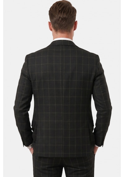 Deepsea Erkek Siyah Slim Fit 3 Lü Takım Elbise Kareli Ekose Desenli Yelekli Şık Takım 2600517 Deepsea Erkek Siyah Slim Fit 3 Lü Takım Elbise Kareli Ekose Desenli Yelekli Şık Takım 2600517