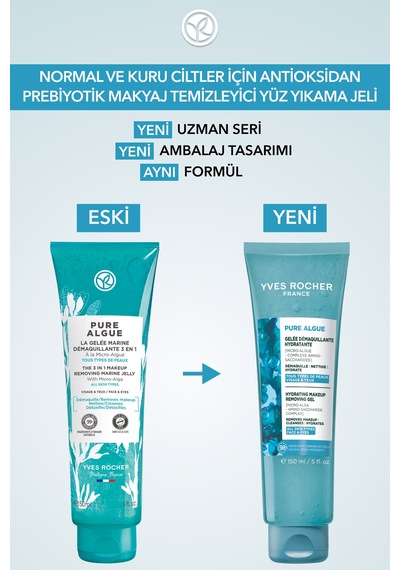 Yves Rocher Yüz Yıkama/makyaj Temizleme Jeli-normal Ve Kuru Cilt-pure Algue Nemlendirici Botanik Kompleks 150ml
