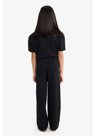 Defacto Kız Çocuk Geniş Bol Paça Brode Pantolon G1631a825aubk81 Siyah