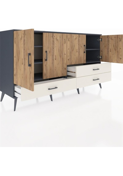 Hyperion Konsol 5 Raflı 3 Çekmeceli 4 Kapaklı 176x44x99 Antrasit- Antrasit-çam/aytaşı Hyperion Konsol 5 Raflı 3 Çekmeceli 4 Kapaklı 176x44x99 Antrasit- Antrasit-çam/aytaşı