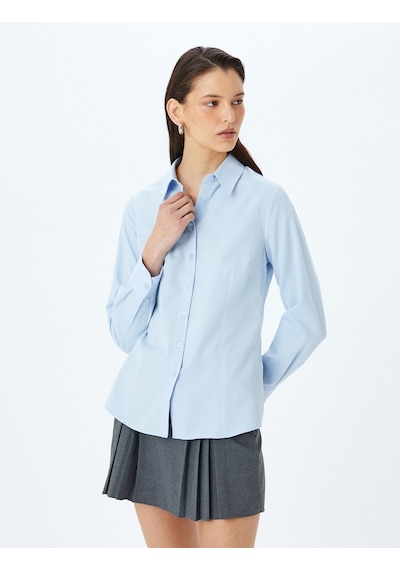 Koton Uzun Kollu Slim Fit Klasik Poplin Gömlek Mavi 5sak60043uw Mavi